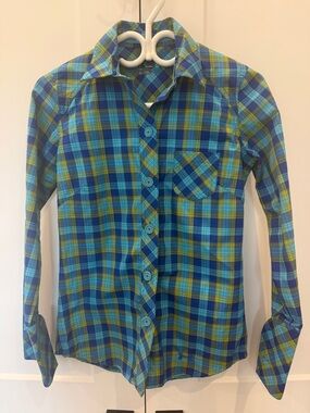 Under Armour Blue and Green Plaid Shirt - Women's S